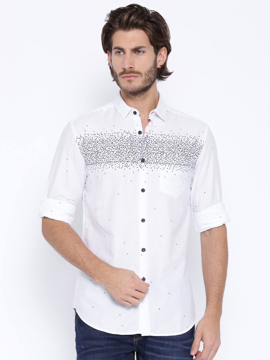 

Locomotive White Printed Casual Shirt