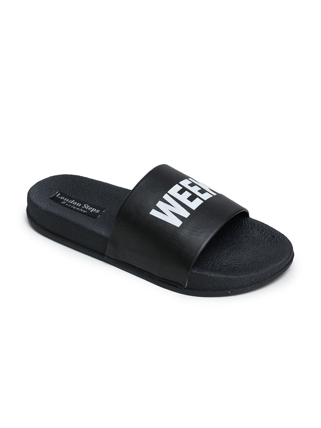 

LONDON STEPS Men Black Printed Sliders