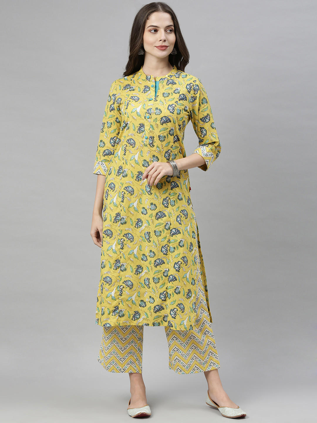 

Alena Women Yellow & Green Printed Kurta with Palazzos