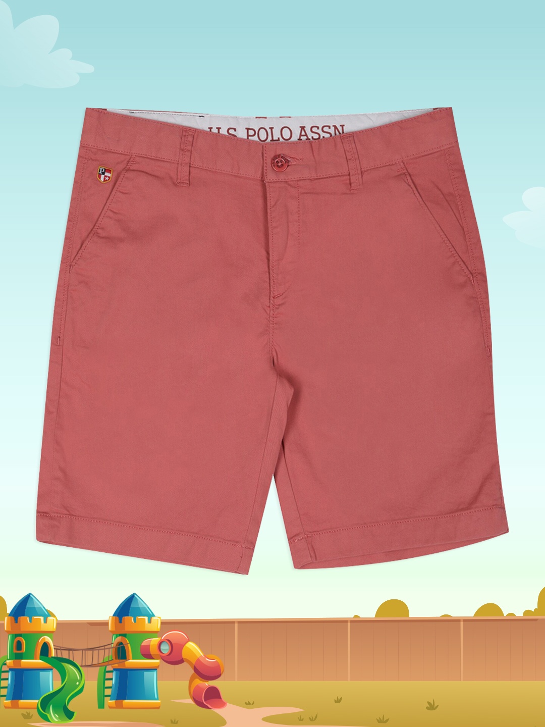 

U.S. Polo Assn. Kids Boys Pink Solid Regular Fit Regular Shorts