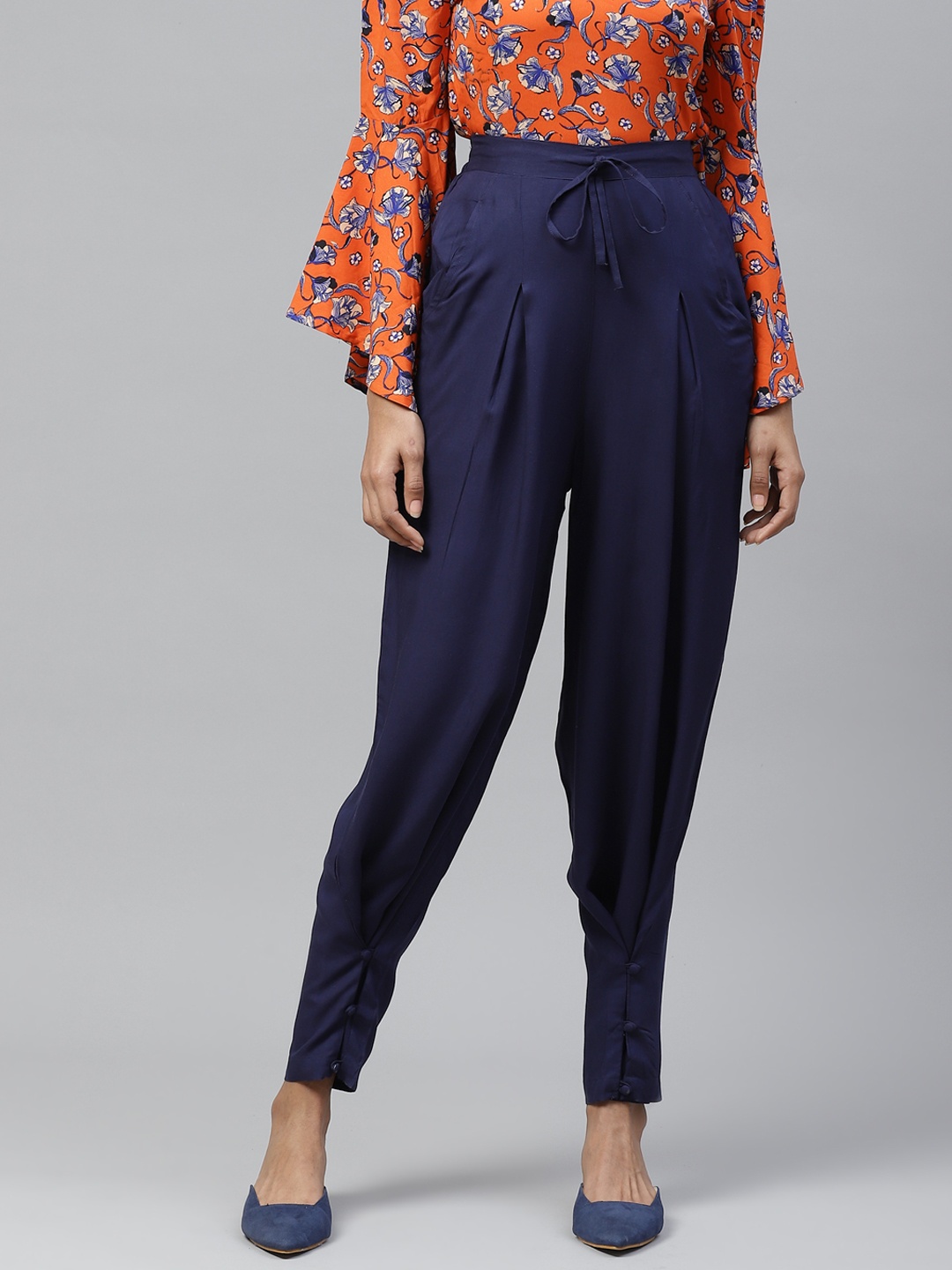 

Tulsattva Women Navy Blue Relaxed Regular Fit Solid Trousers