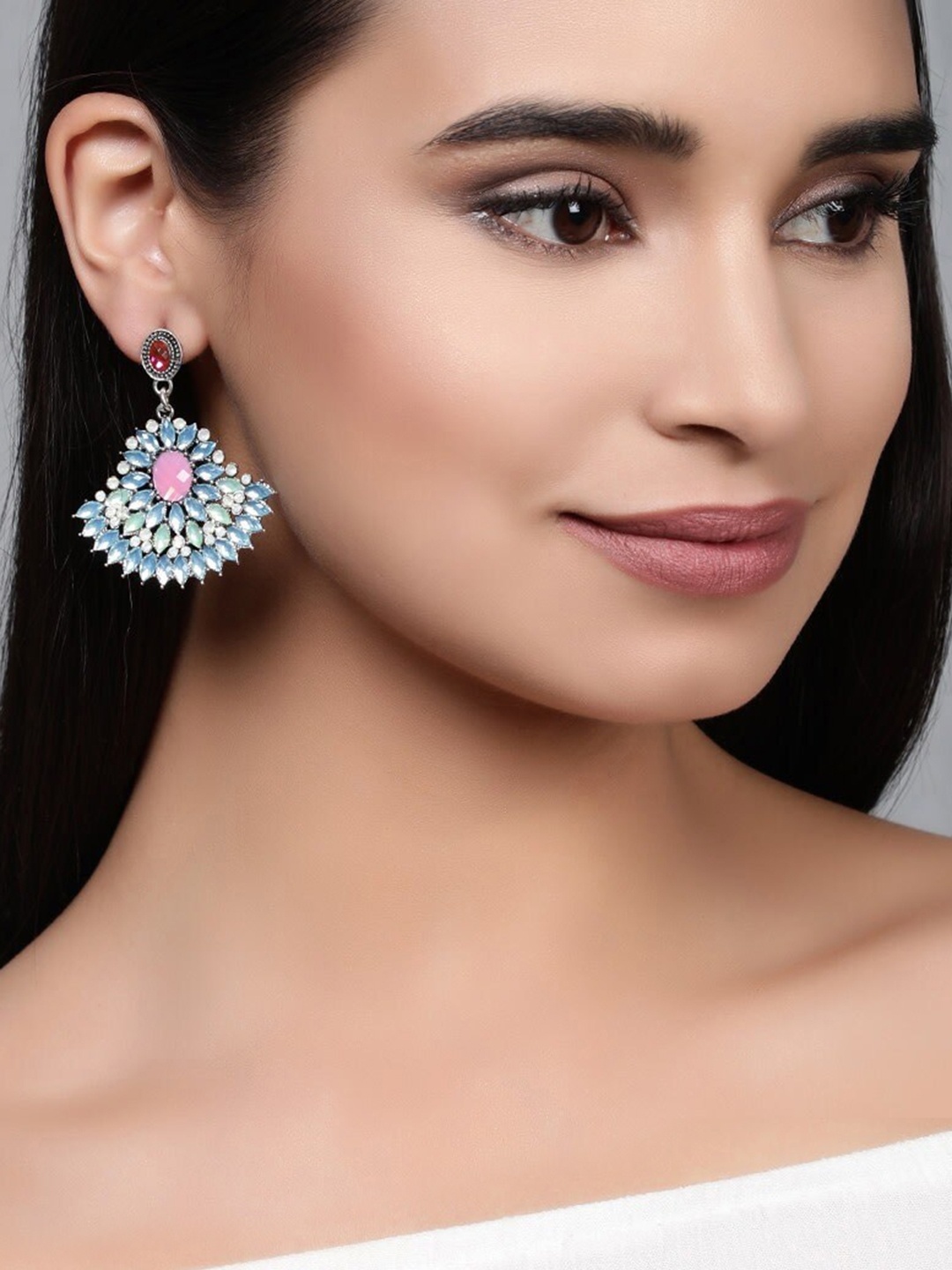 

TOKYO TALKIES X rubans FASHION ACCESSORIES Silver-Toned Crescent Shaped Drop Earrings