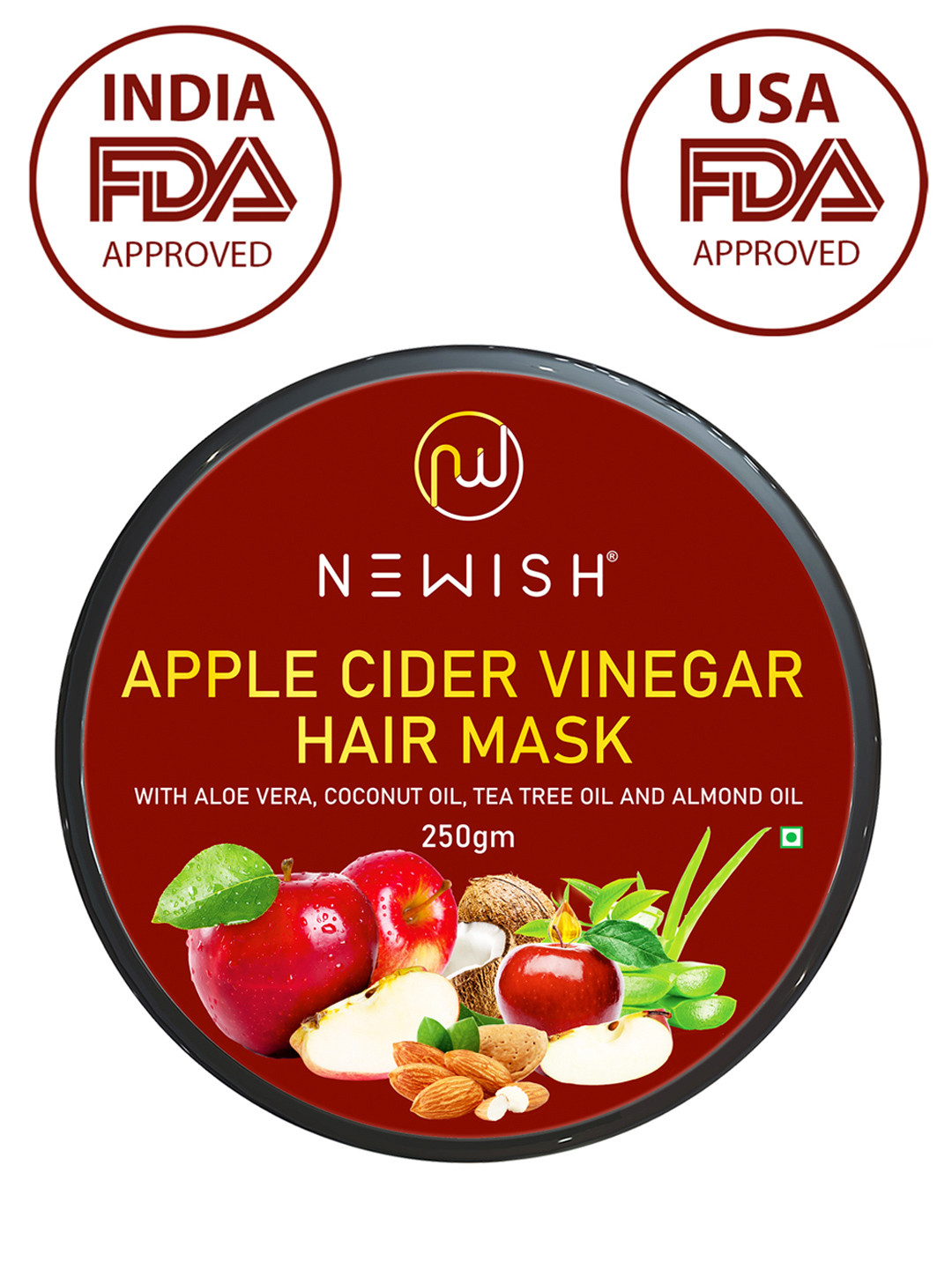 

Newish Apple Cider Vinegar 7 in 1 Hair Mask for Frizz Control, Hair fall Growth 250 gm, Brown