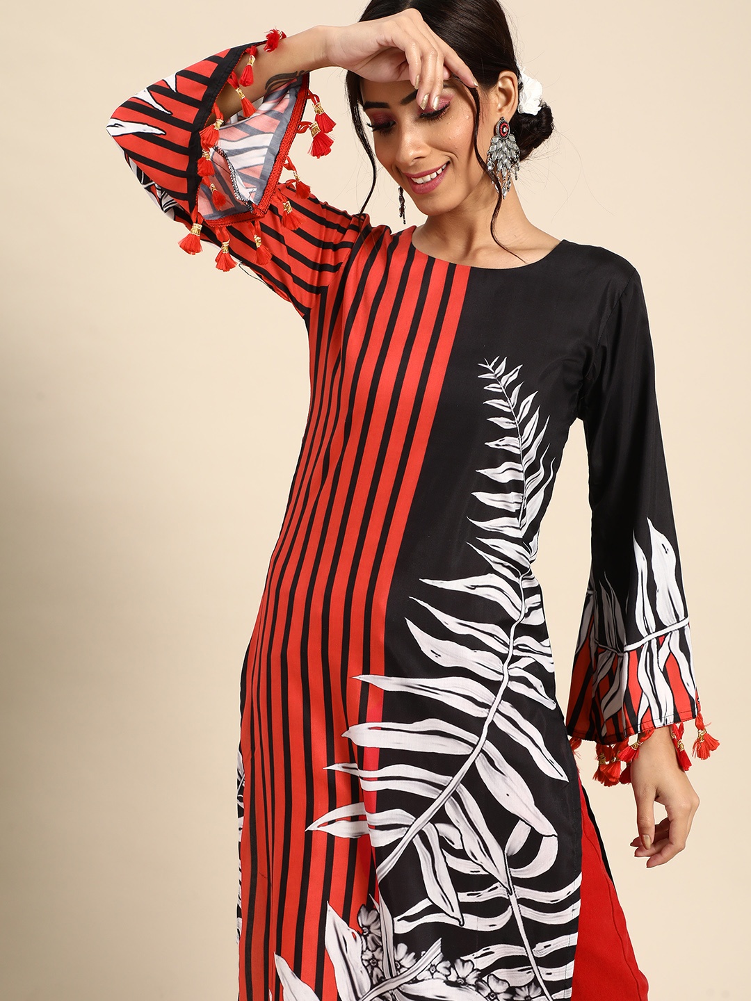 

Tikhi Imli Classic Black and White Printed Kurta