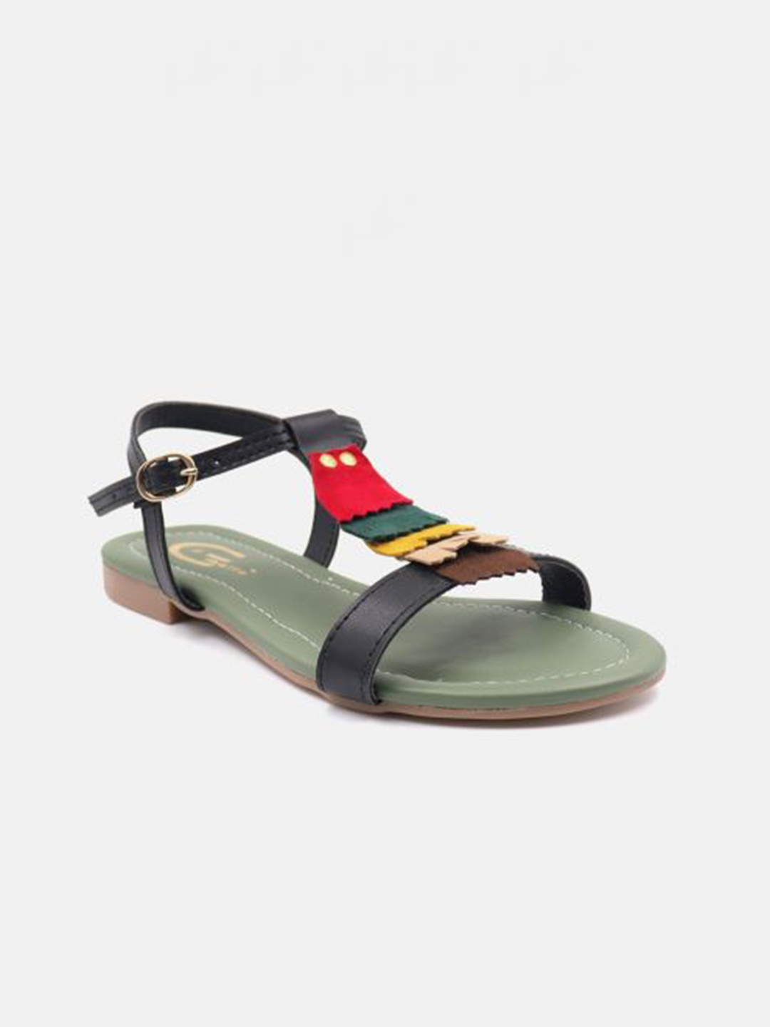 

Gibelle Women Black Colourblocked Open Toe Flats