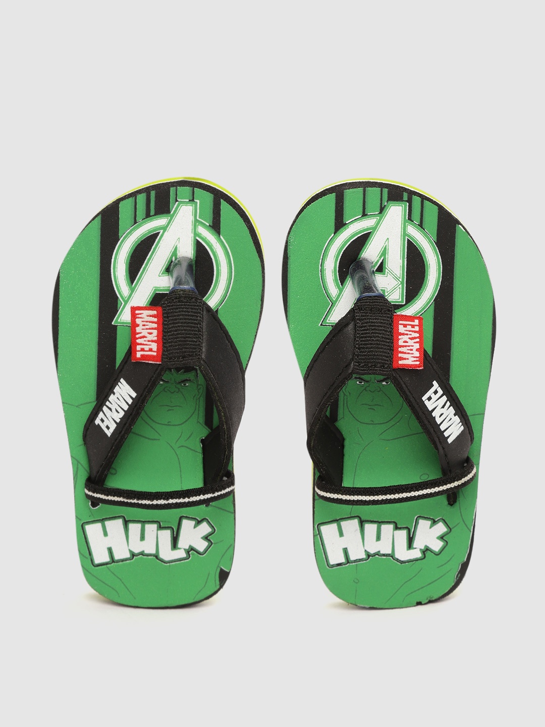 

toothless Boys Black & Green Marvel Avengers Hulk Print Thong Flip-Flops