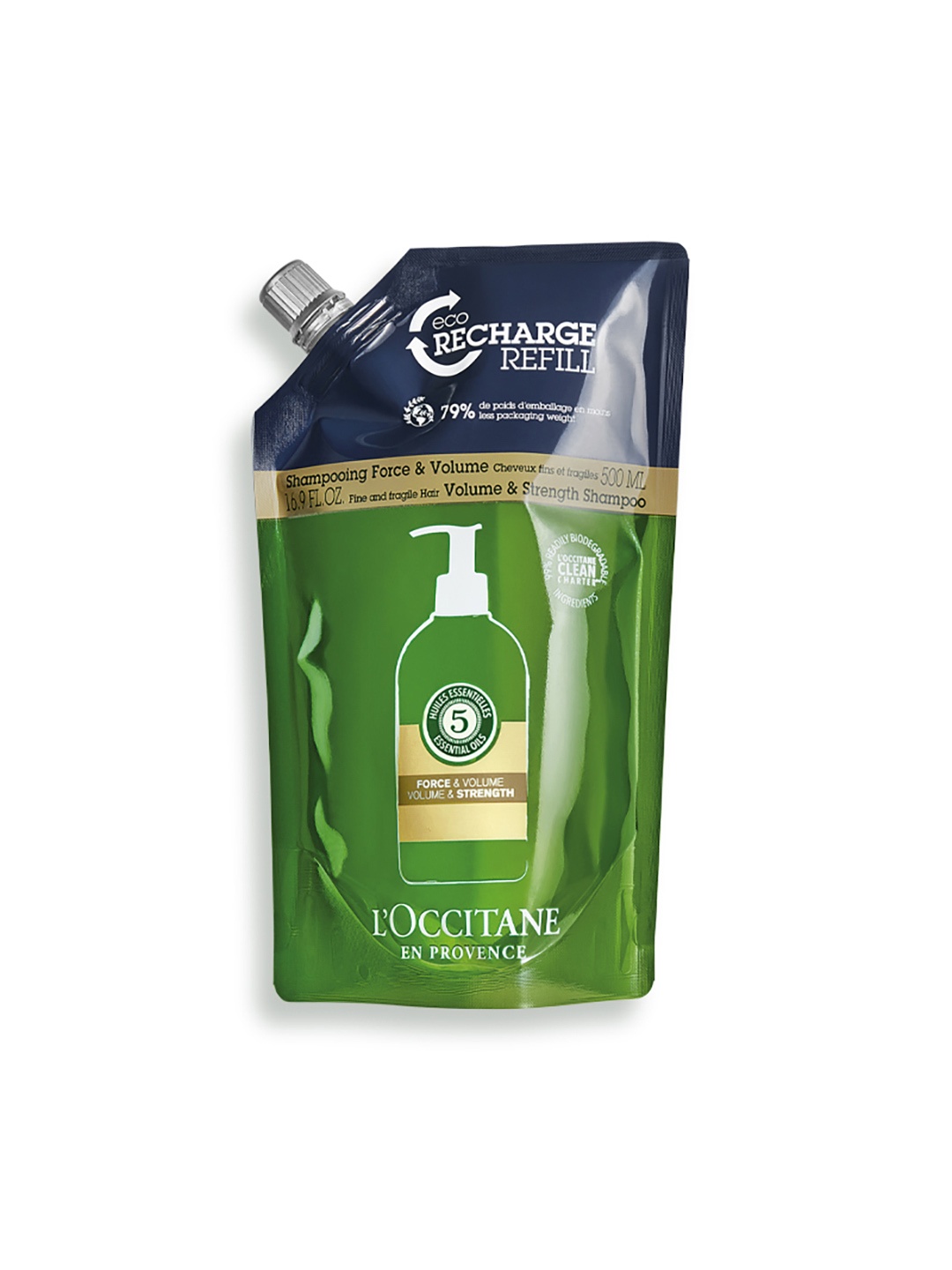 

LOccitane en Provence Unisex Volume & Strength Shampoo Eco-Refill 500 ml, Transparent