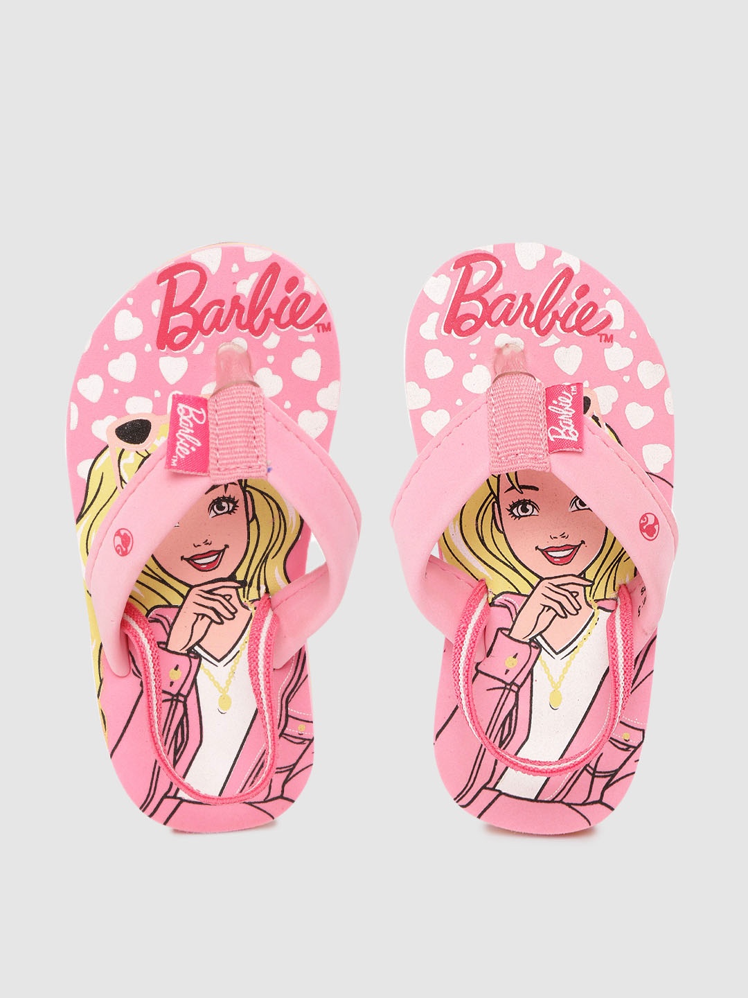 

toothless Girls Pink & White Barbie Print Thong Flip-Flops