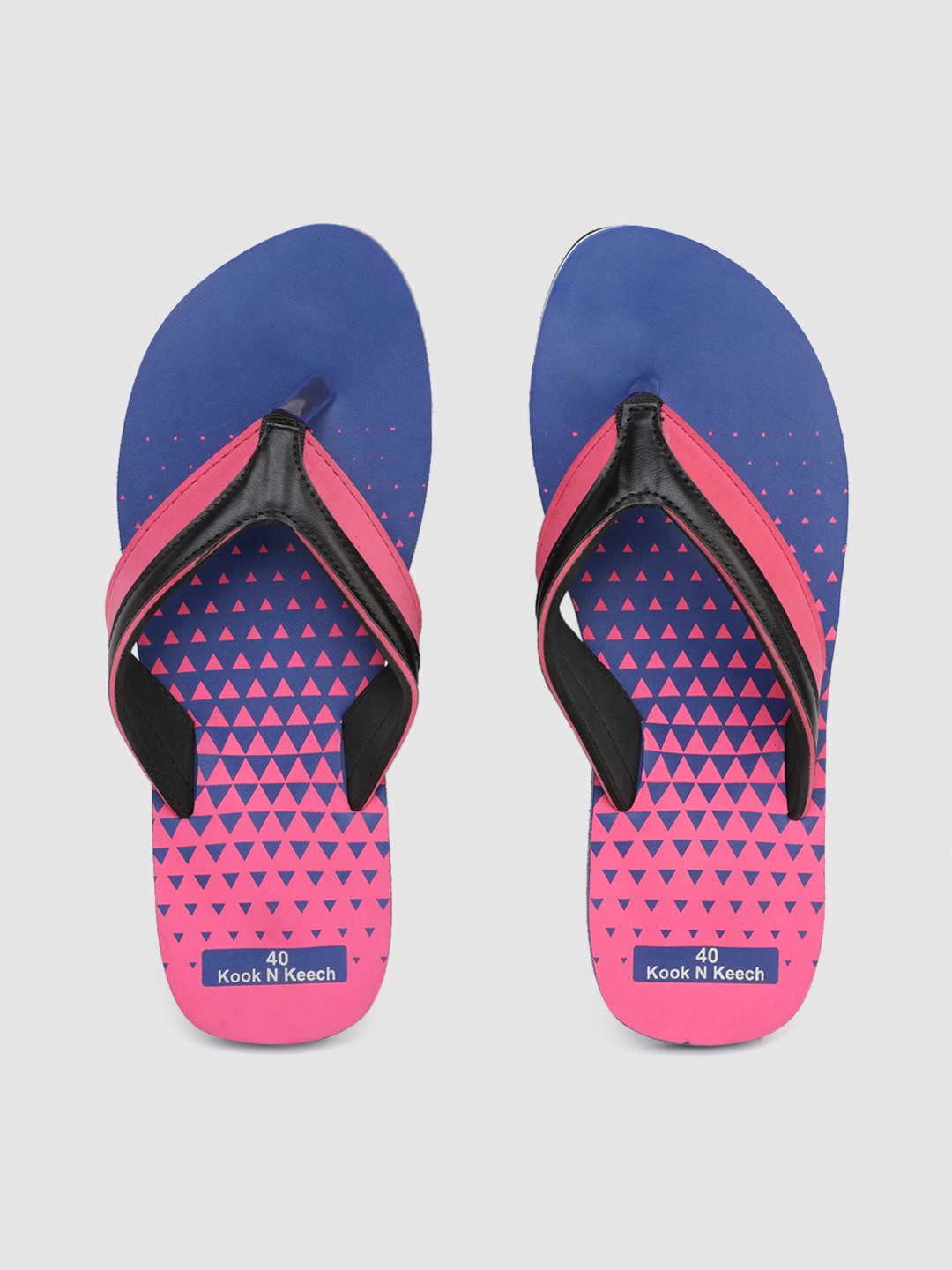 

Kook N Keech Women Pink & Blue Printed Thong Flip-Flops