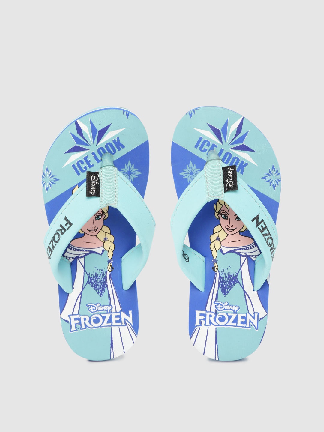 

toothless Girls Blue & White Disney Frozen Elsa Print Thong Flip-Flops