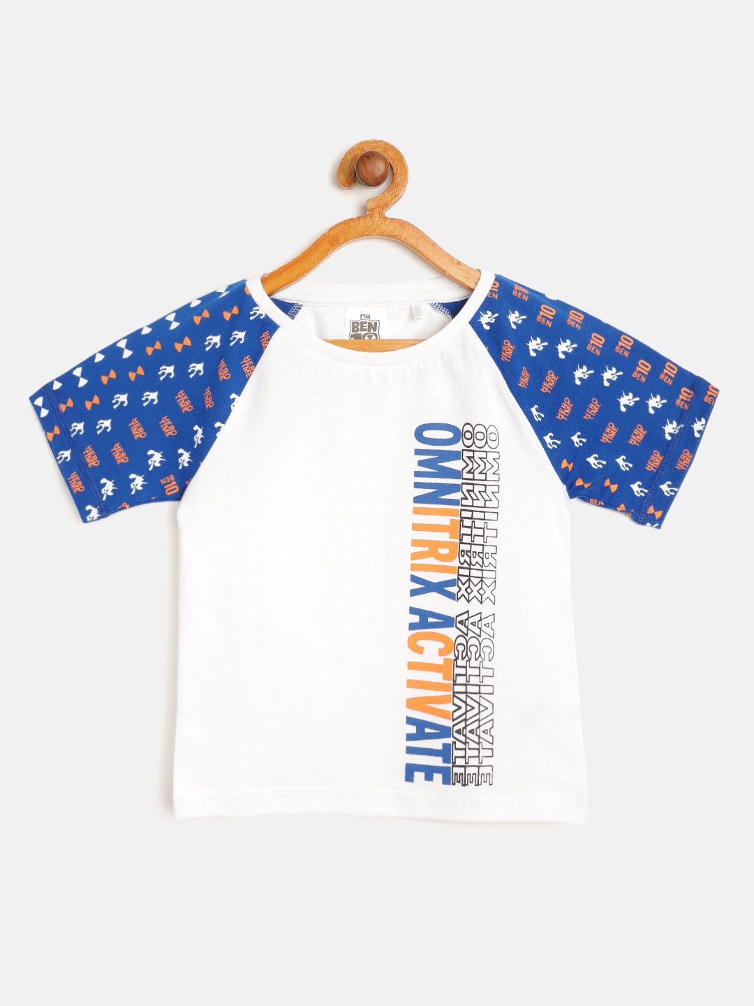 

toothless Boys White Blue Ben 10 Typography Print Round Neck Pure Cotton T-shirt