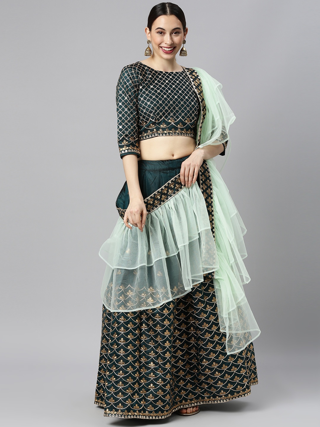 

DIVASTRI Green Embellished Lehenga Choli