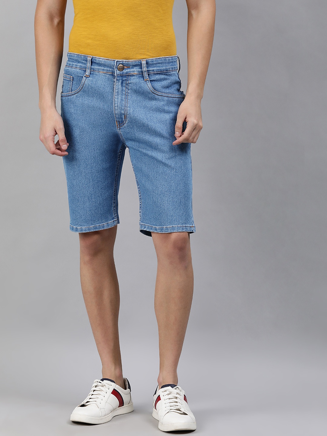 

Urbano Fashion Men Blue Washed Slim Fit Denim Shorts