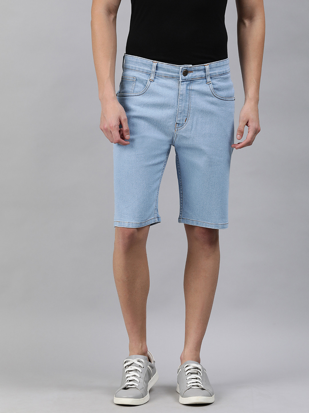 

Urbano Fashion Men Blue Solid Slim Fit Denim Shorts