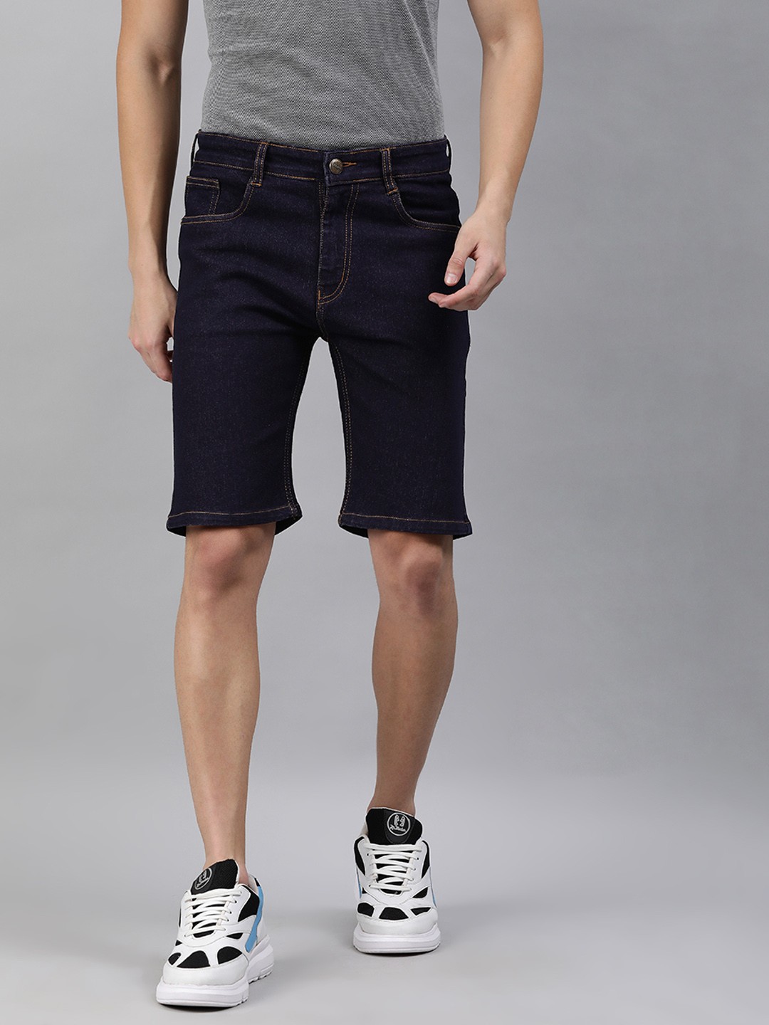 

Urbano Fashion Men Blue Solid Slim Fit Denim Shorts