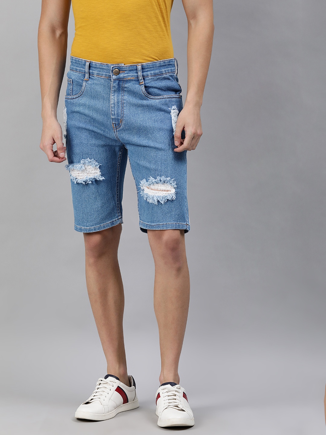 

Urbano Fashion Men Blue Washed Slim Fit Denim Shorts
