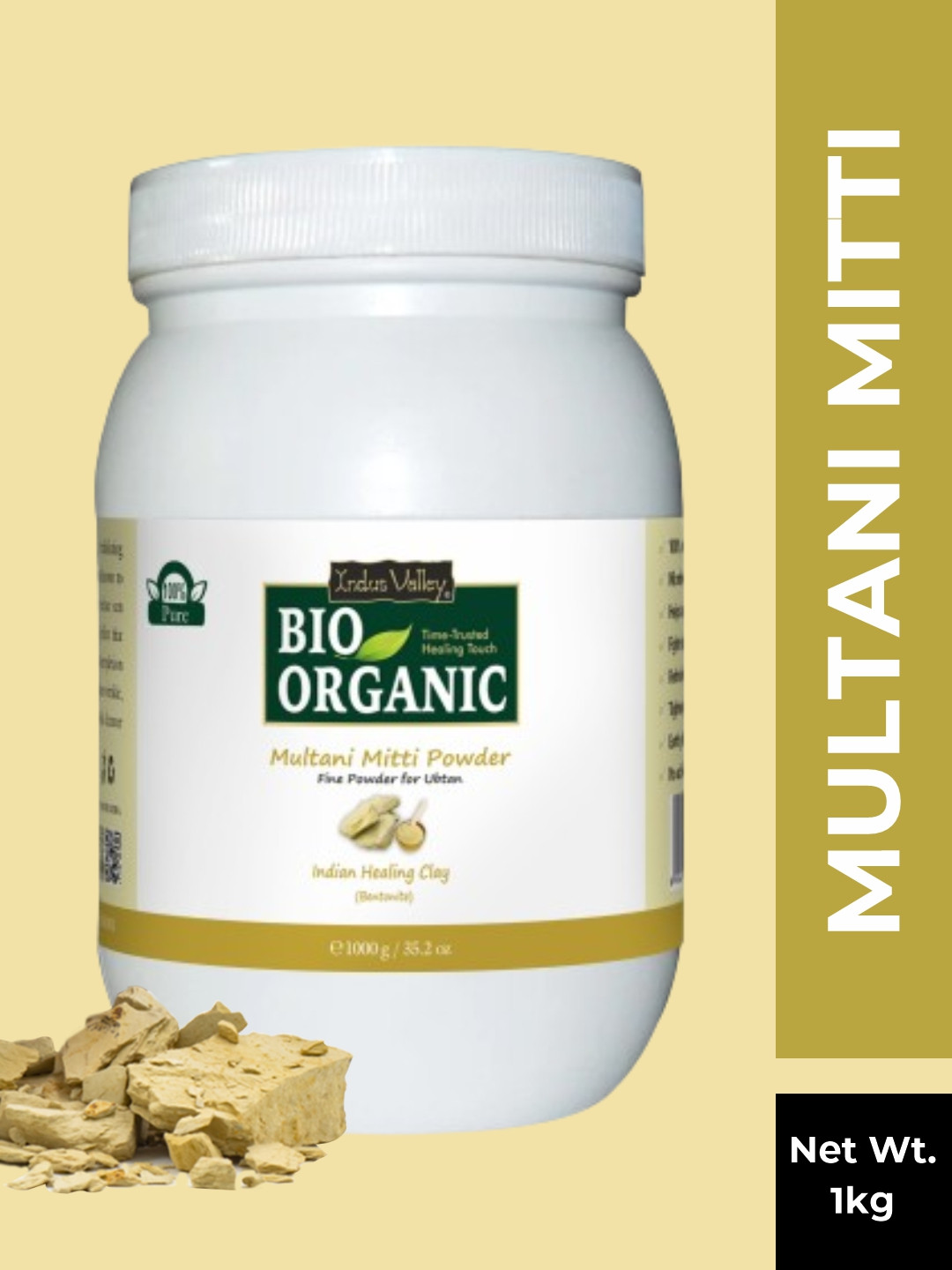 

Indus Valley Bio Organic Multani Mitti Powder 1Kg, Cream