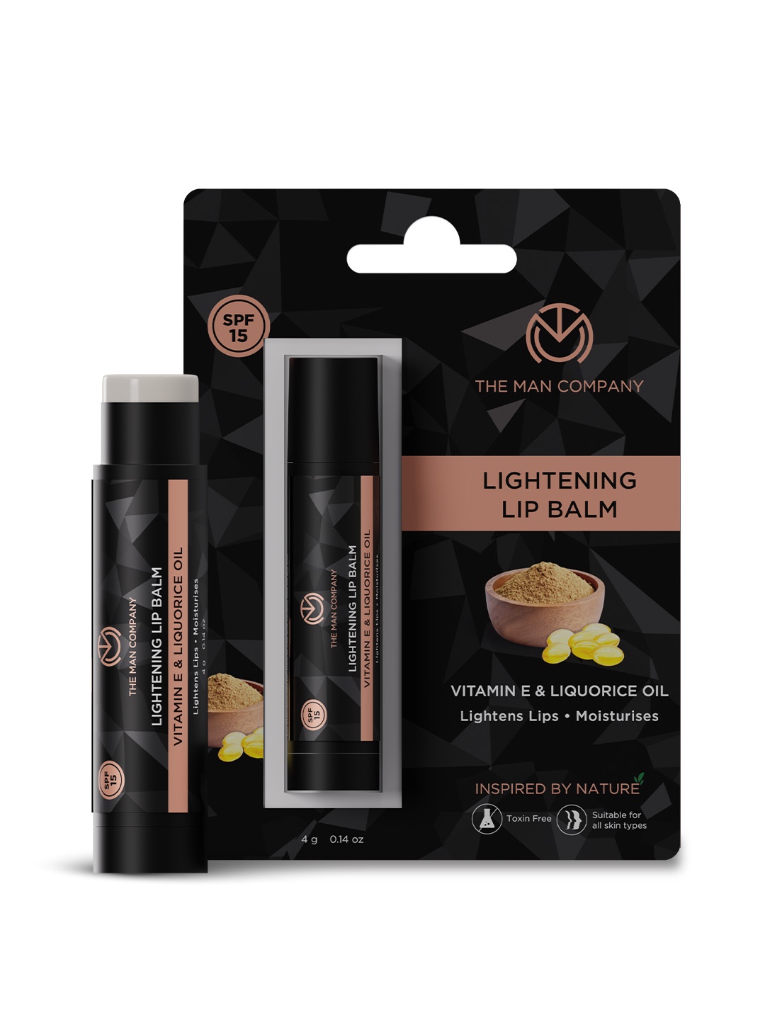 

THE MAN COMPANY Lightening Lip Balm with Vitamin E & Olive Oil - 4 g, Black