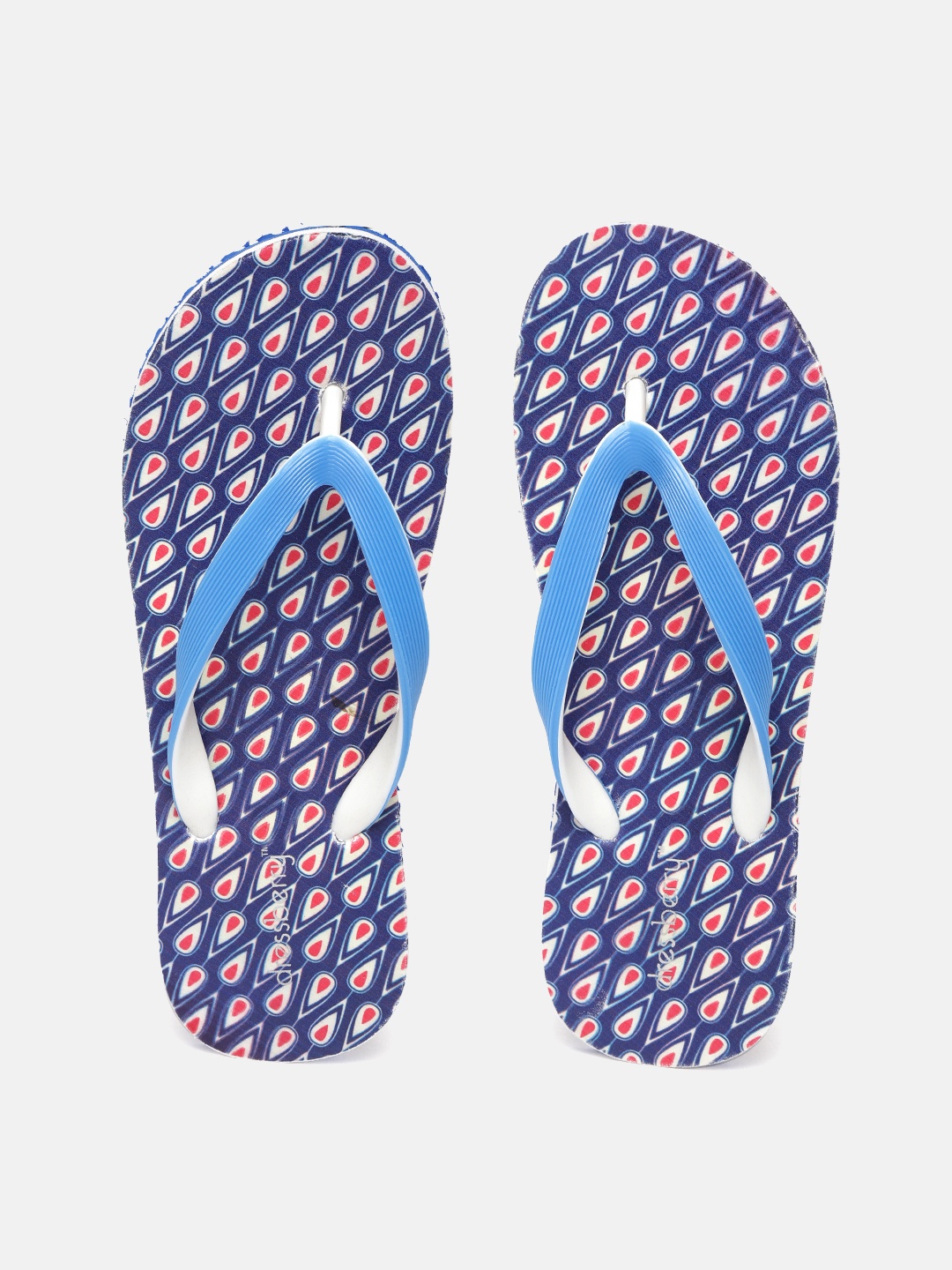 

DressBerry Women Blue & Red Printed Thong Flip-Flops