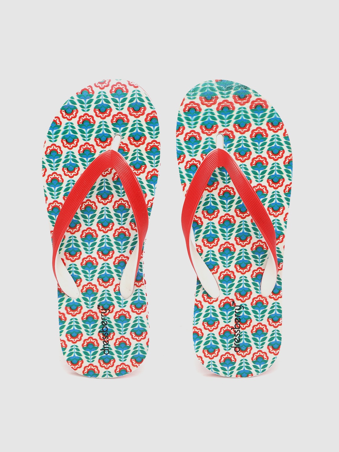 

DressBerry Women Red & White Ethnic Motifs Print Thong Flip-Flops