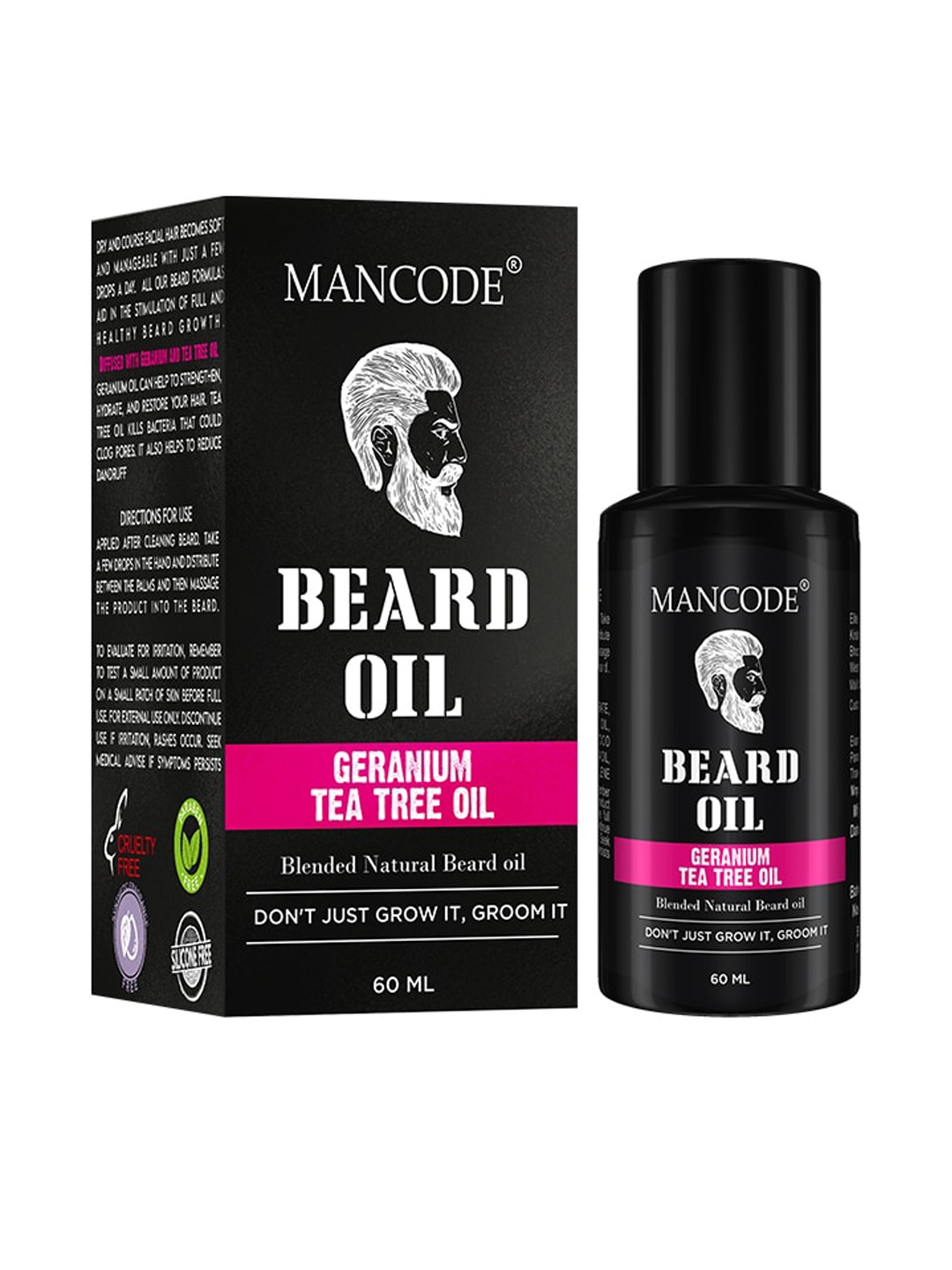 

Mancode Geranium & Tea Tree Beard Oil - 60ml, Black