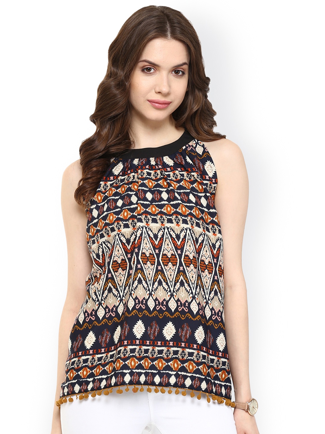 

Pannkh Multicoloured Printed Polyester Top, Multi