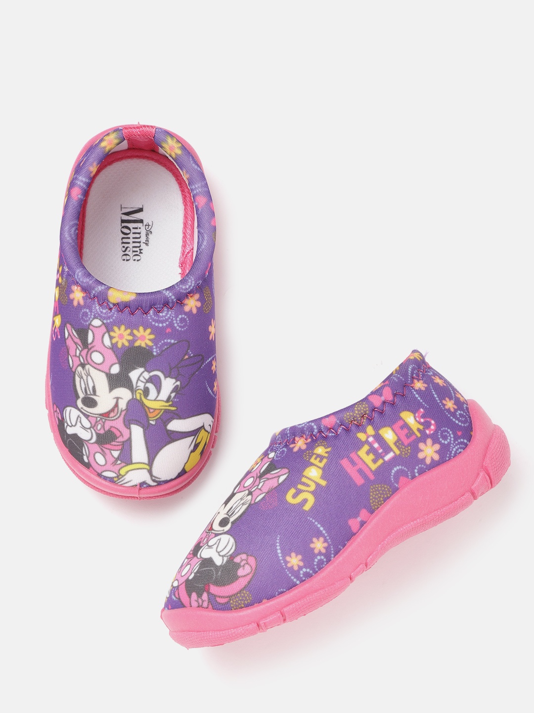 

toothless Girls Purple & Pink Minnie Mouse & Daisy Duck Print Slip-On Sneakers