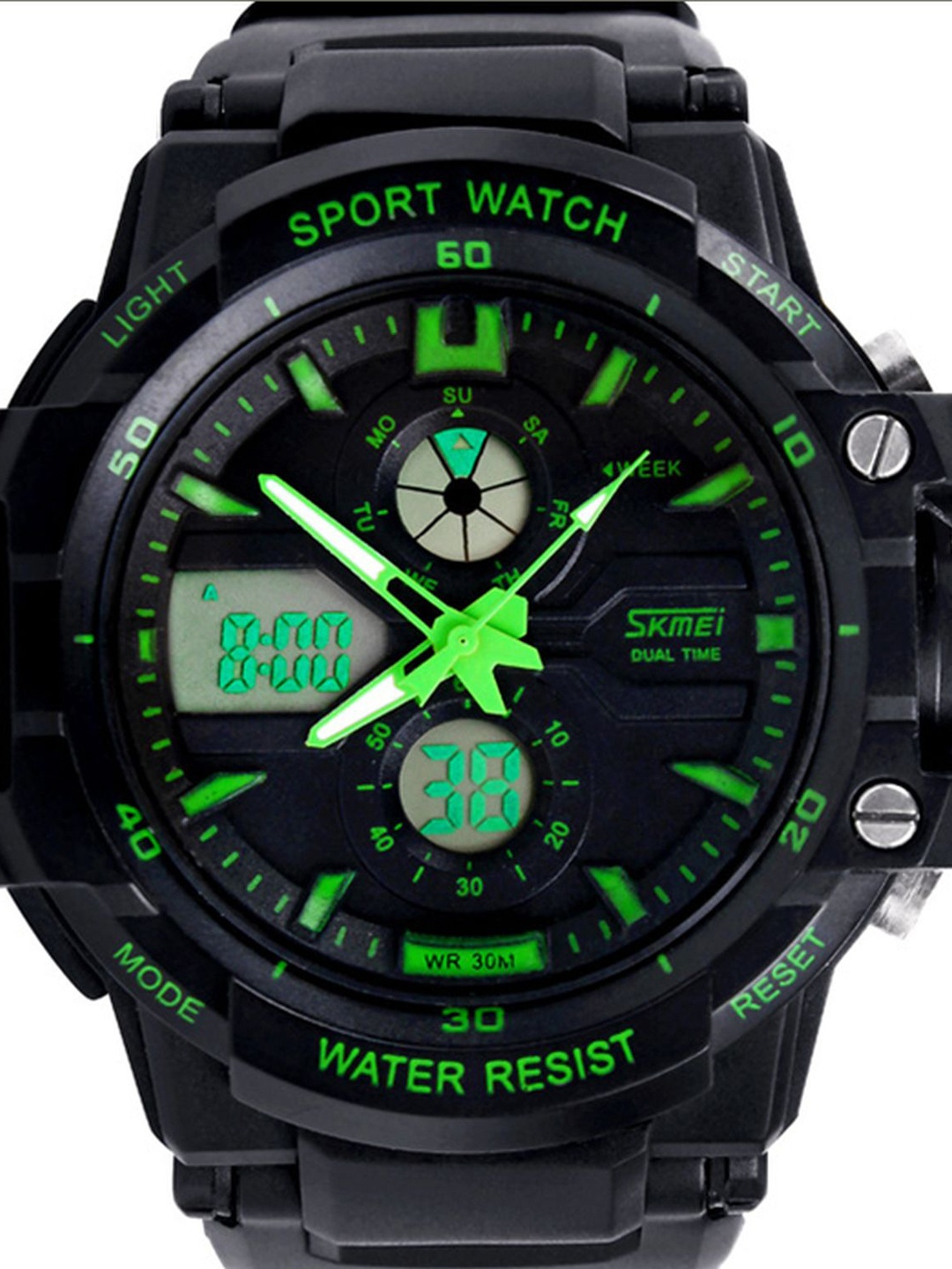 

Skmei Men Black Analogue & Digital Watch, Green