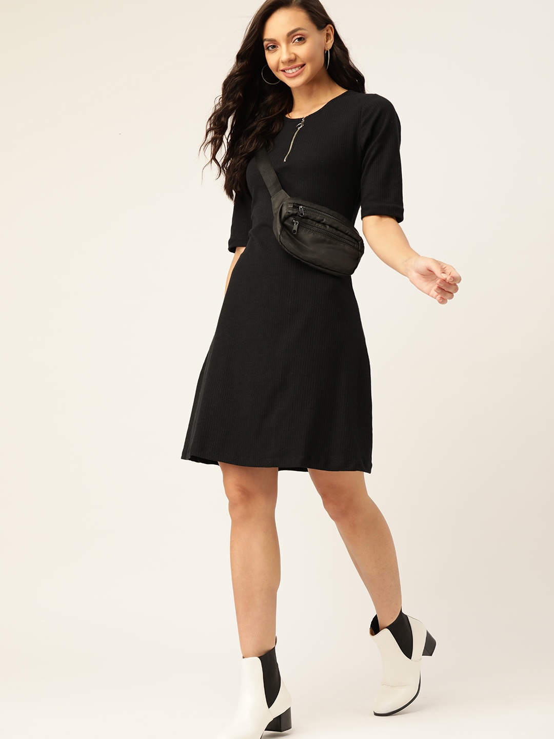 

DressBerry Black A-Line Stretchable Dress