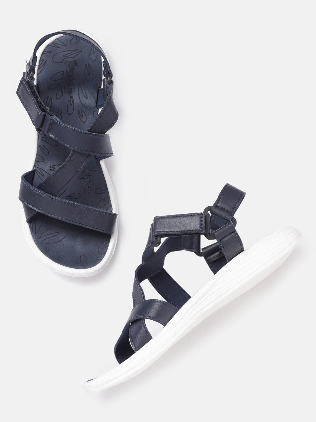 

Roadster Women Navy Blue Solid Leather Open Toe Flats