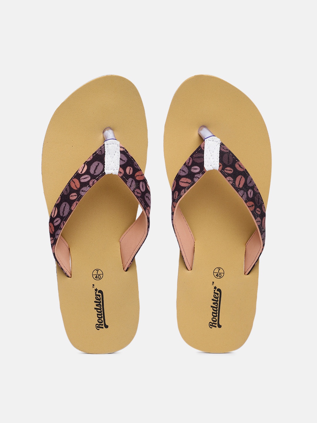 

Roadster Women Brown & Beige Printed Thong Flip-Flops