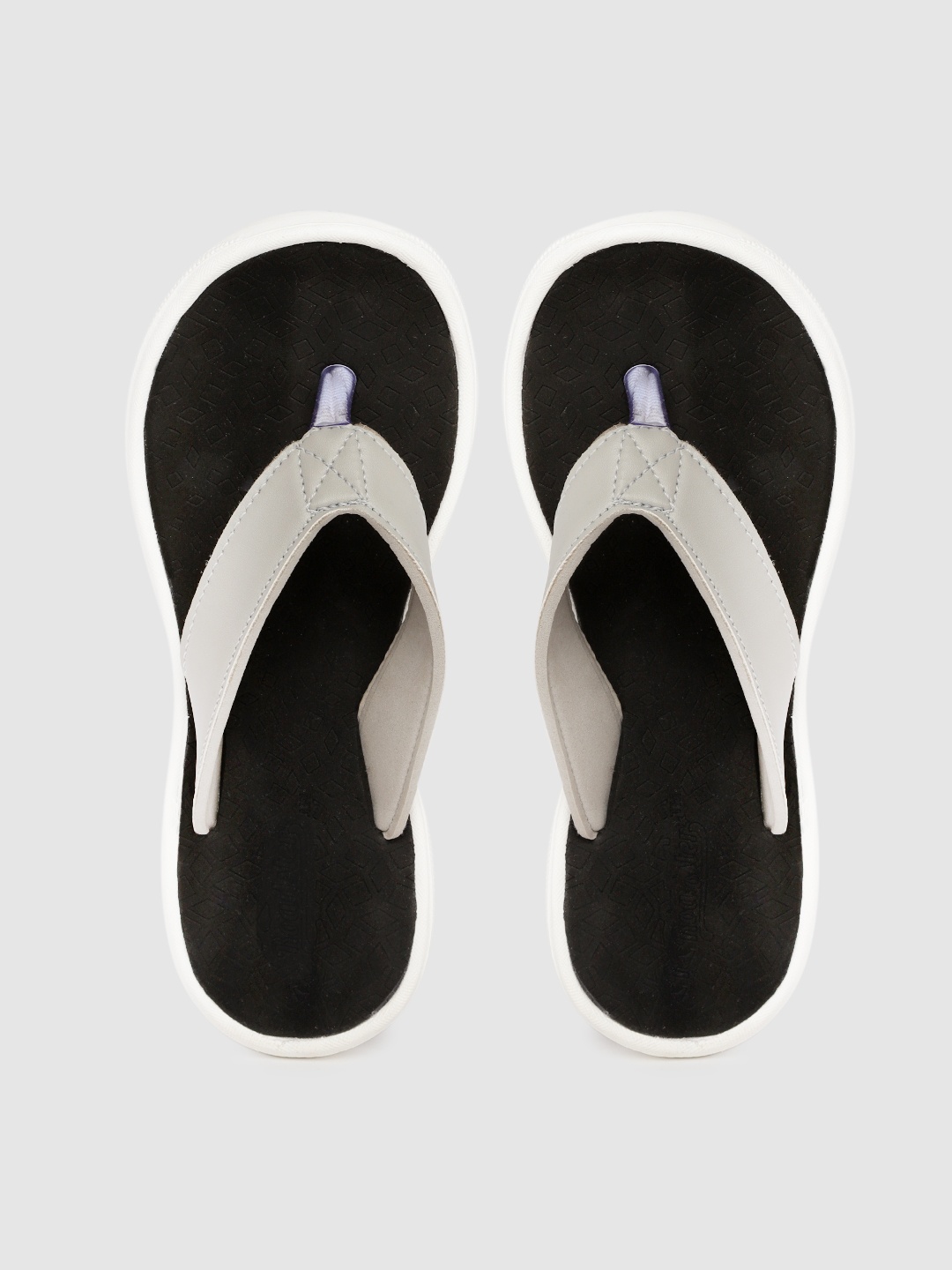 

Roadster Women Grey & Black Self Design Thong Flip-Flops
