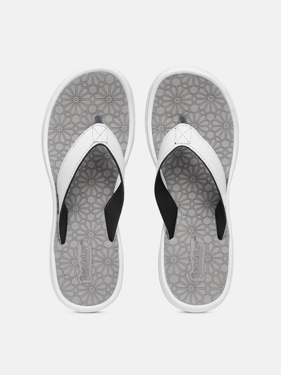 

Roadster Women Grey & White Printed Thong Flip-Flops