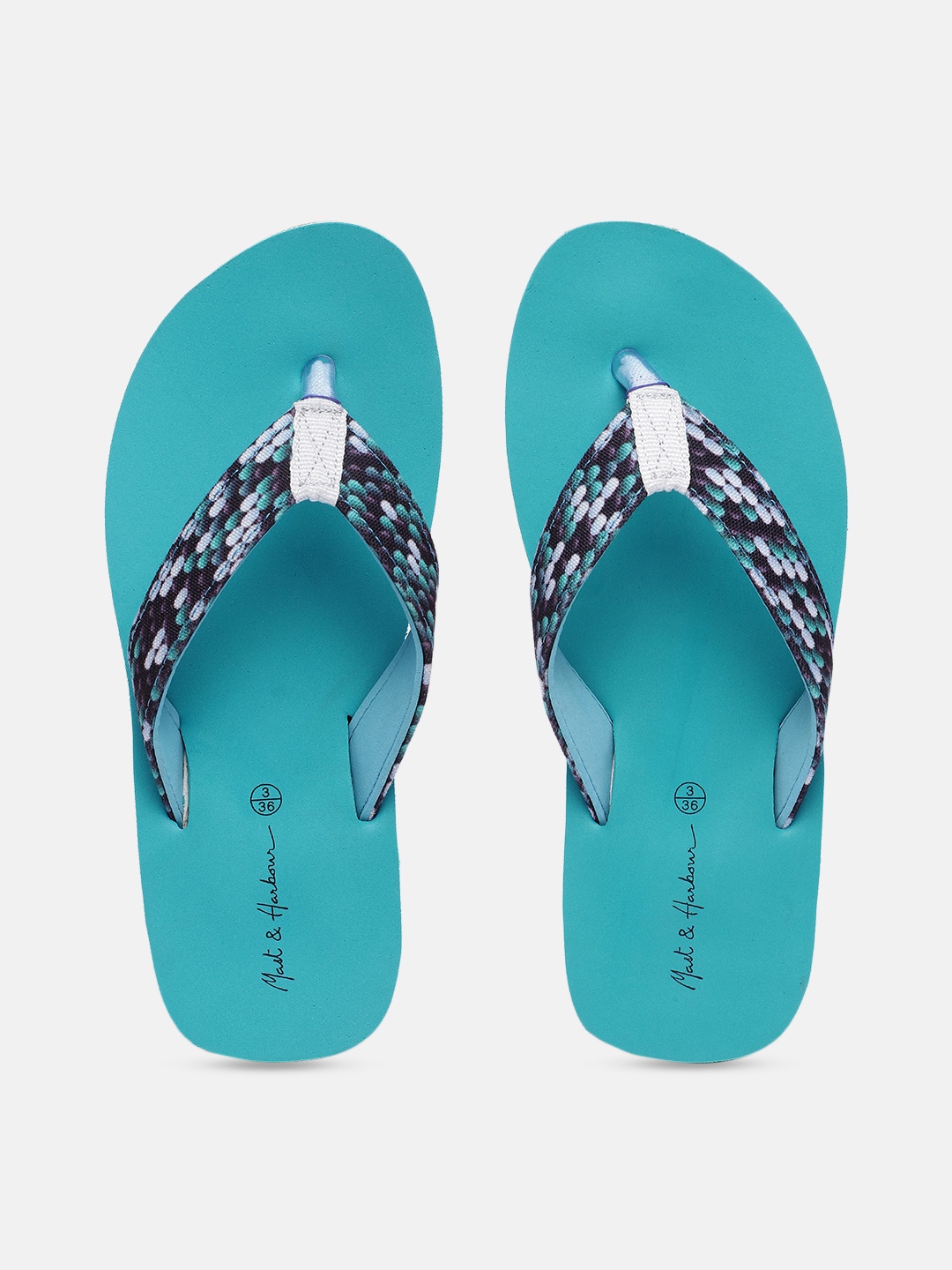 

Mast & Harbour Women Blue Printed Thong Flip-Flops