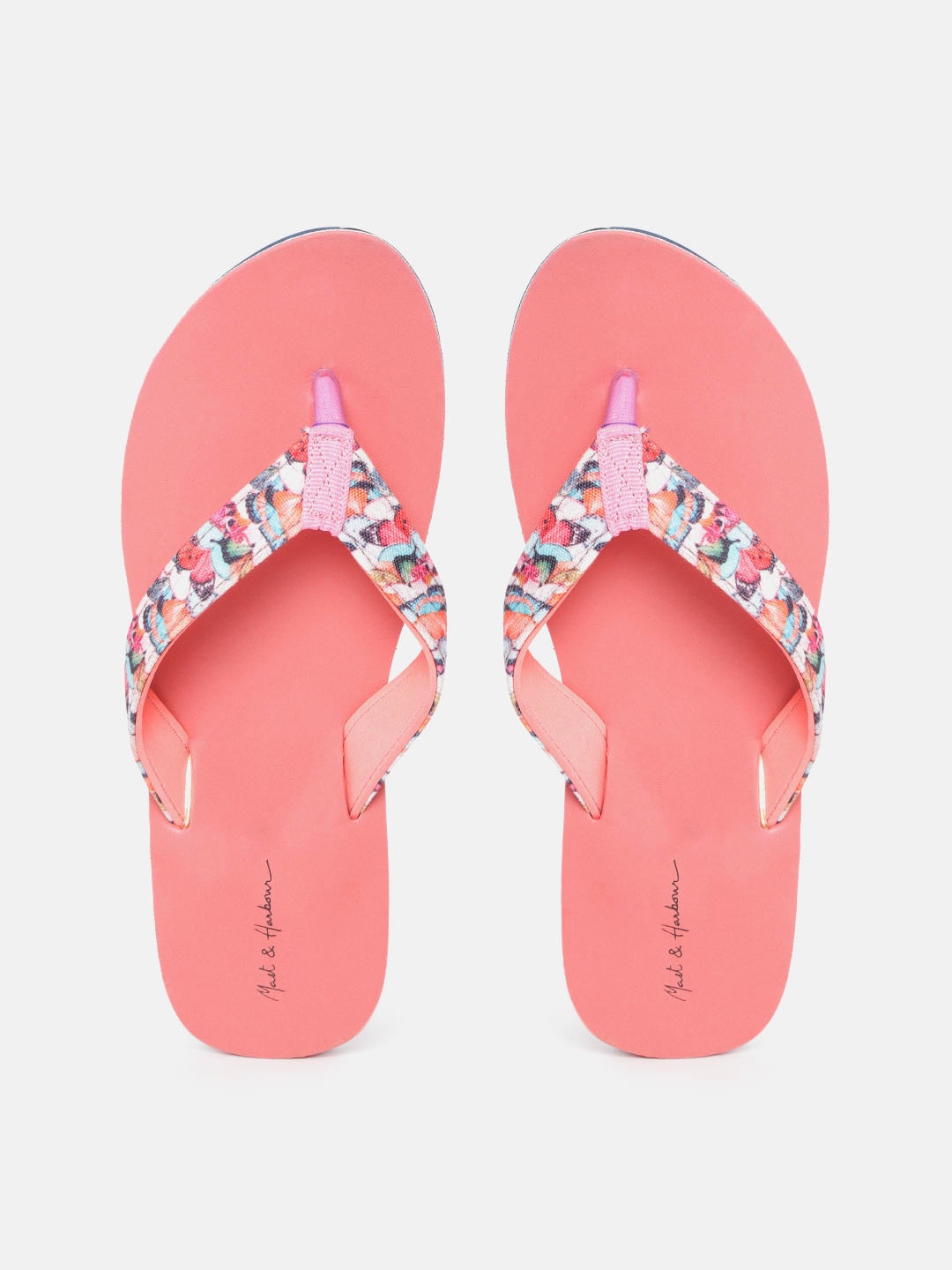 

Mast & Harbour Women Pink & White Printed Thong Flip-Flops