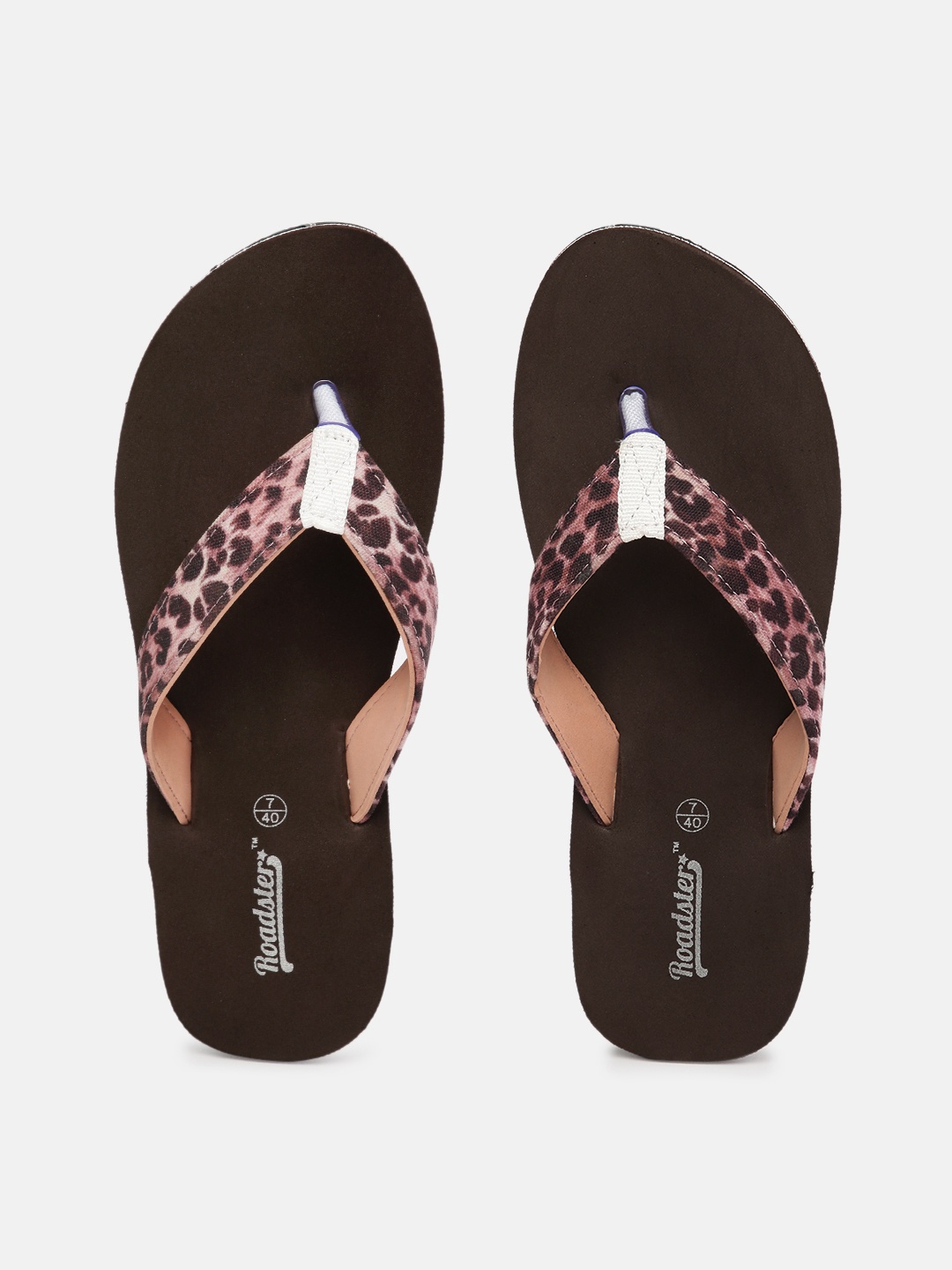 

Roadster Women Pink & Brown Animal Print Thong Flip-Flops
