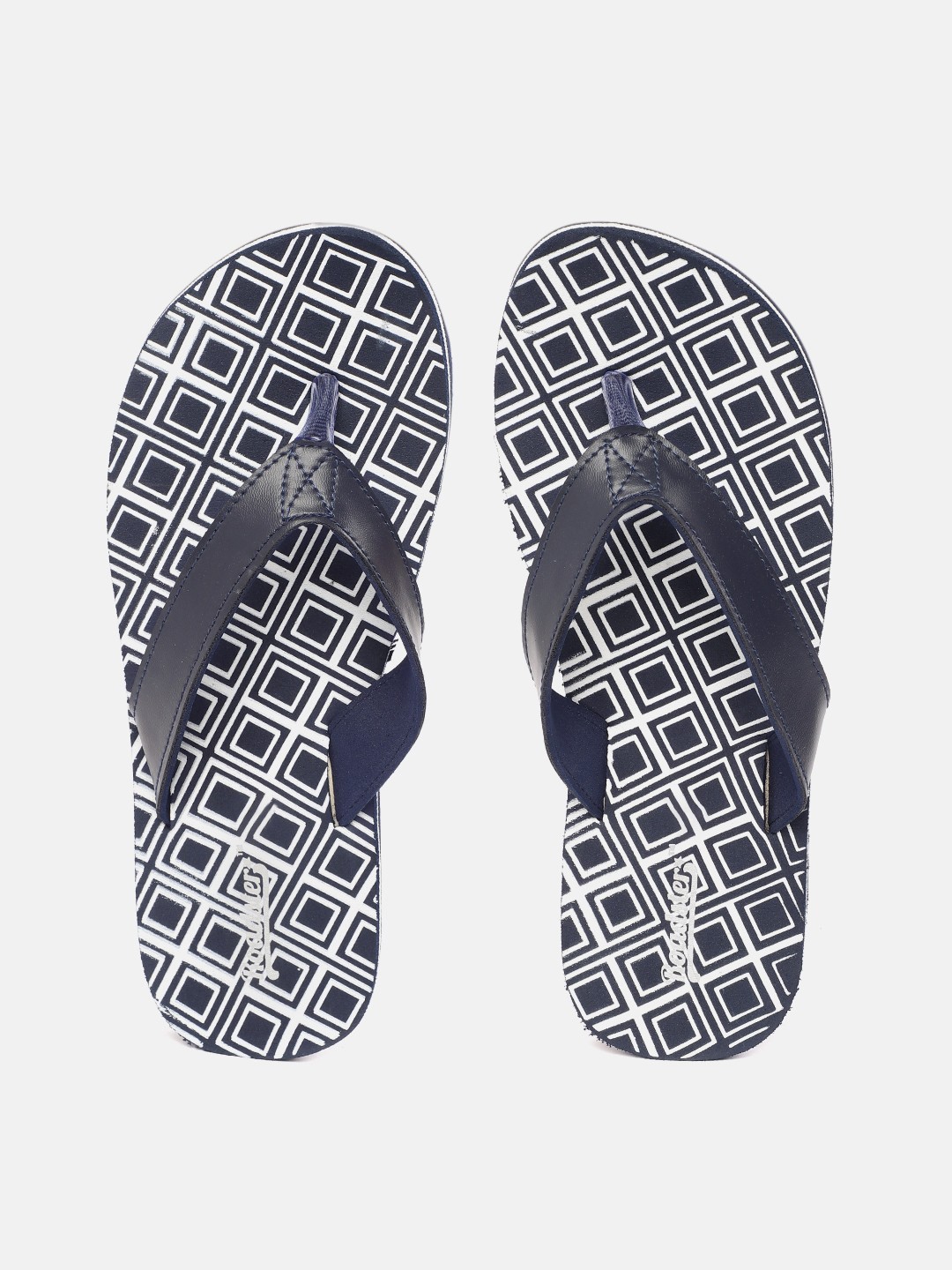 

Roadster Women Navy Blue & White Geometric Print Thong Flip-Flops