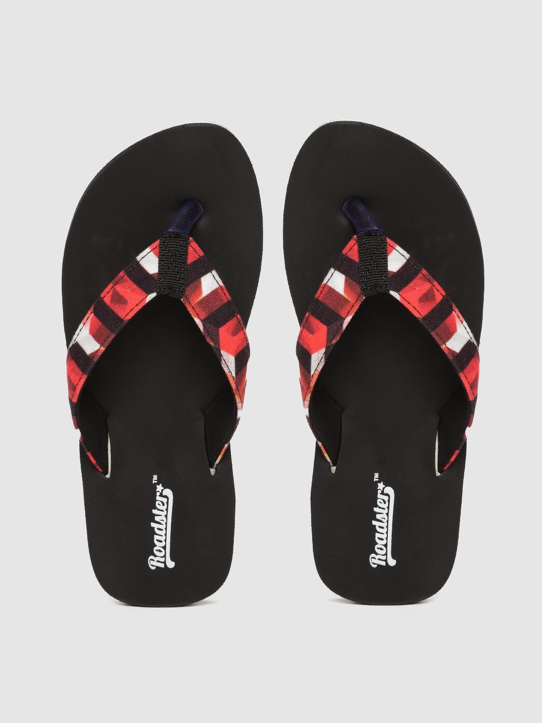 

Roadster Women Red & Black Printed Thong Flip-Flops