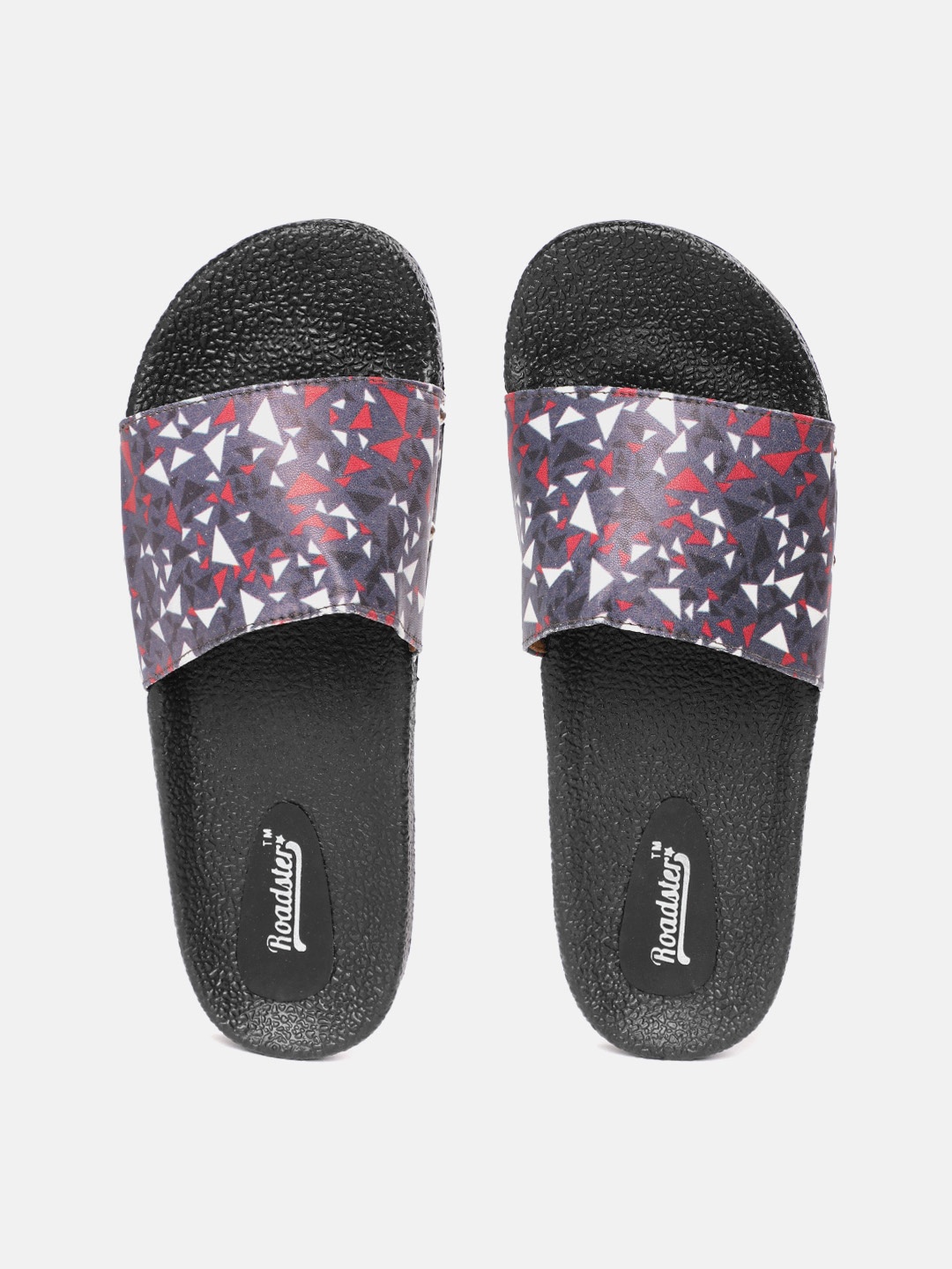 

Roadster Women Navy Blue & White Geometric Print Sliders