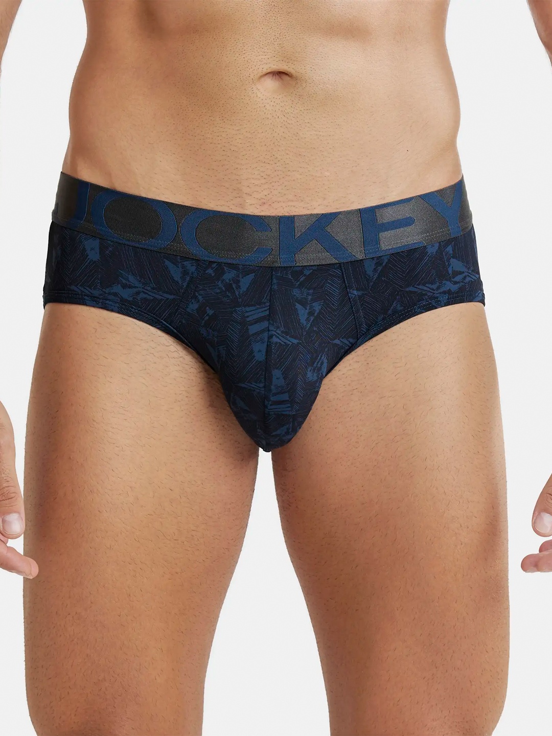 

Jockey Tactel Microfiber Stretch Printed Brief with Moisture Move Treatment-IC29, Navy blue