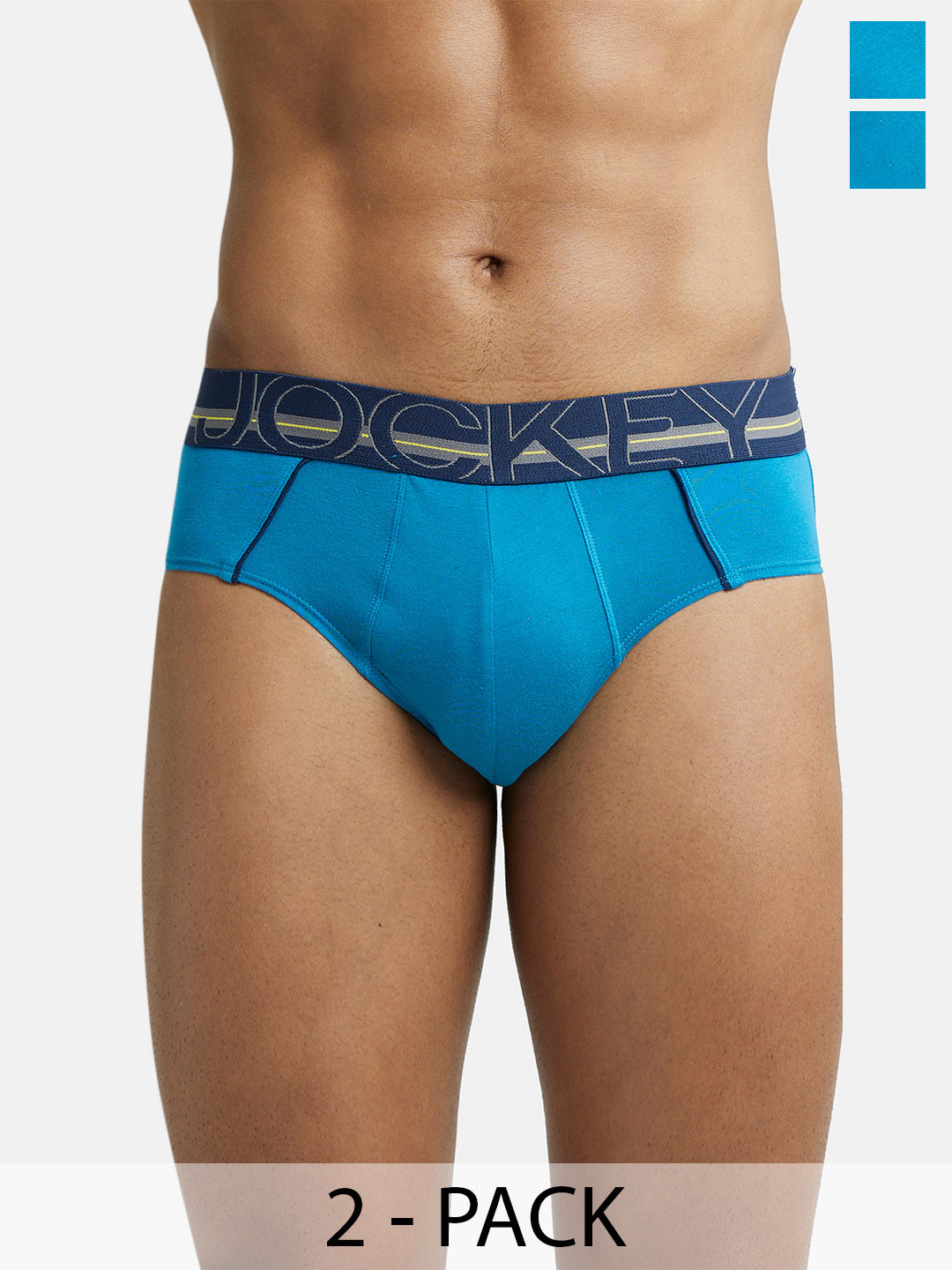 

Jockey Men Pack of 2 Super Combed Cotton Solid Brief with Ultrasoft Waistband US14, Teal