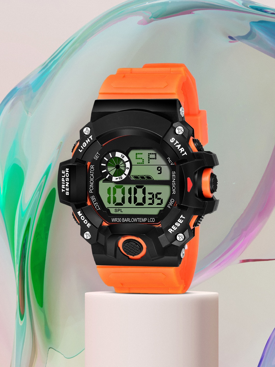 

SWADESI STUFF Unisex Kids Orange & Black Digital Watch NEON ORANGE