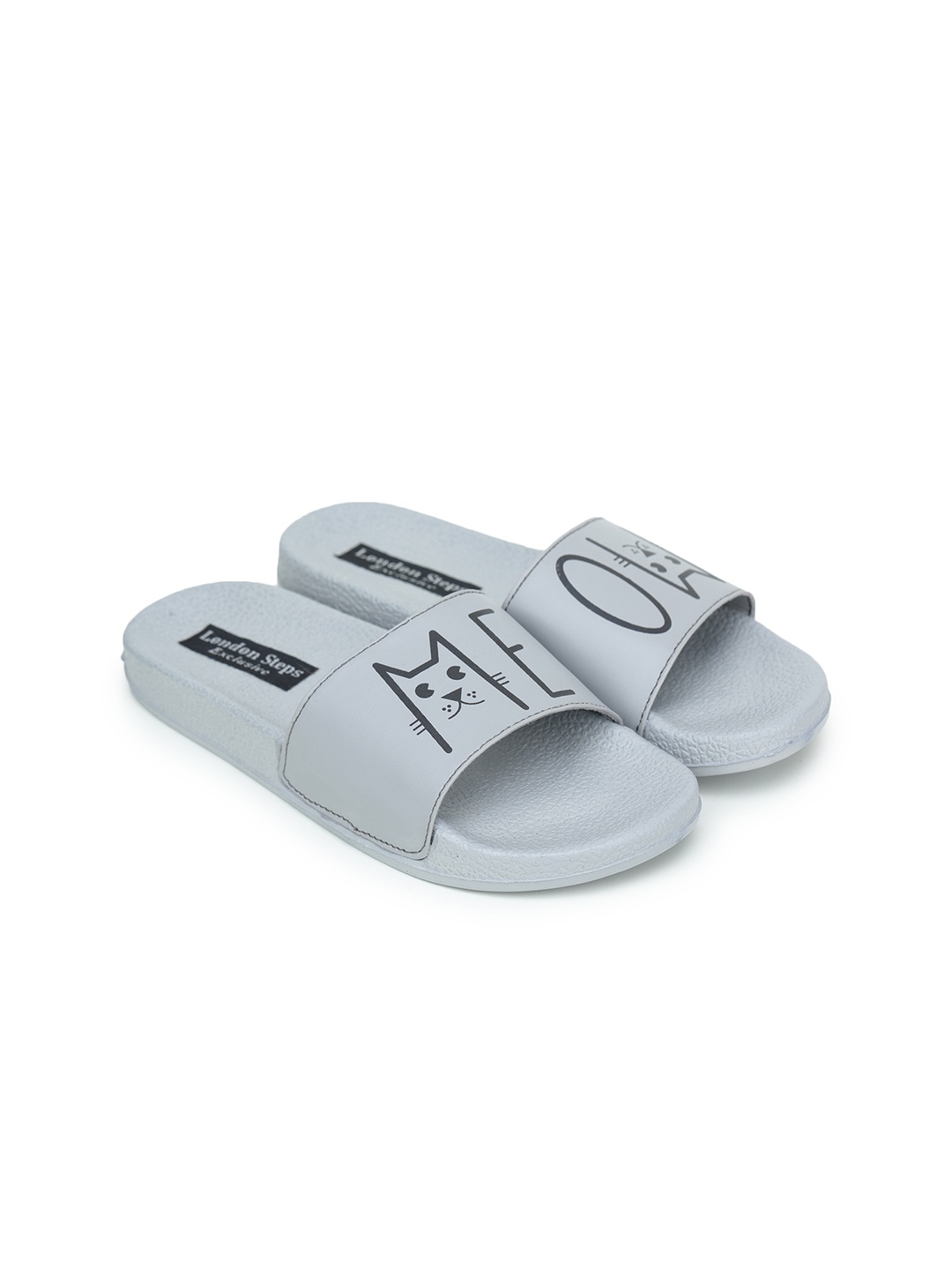 

LONDON STEPS Women Grey Printed Sliders