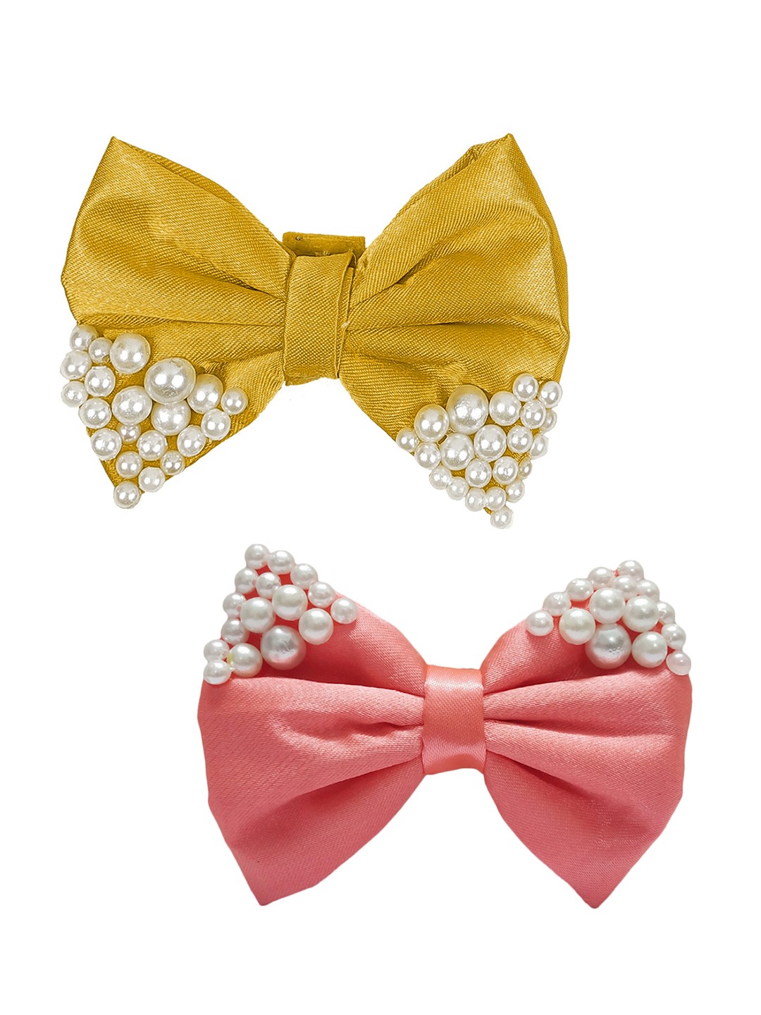 

ONE on ONE Girls Set Of 2 Pearly Bow Alligator Hair Clips, Peach