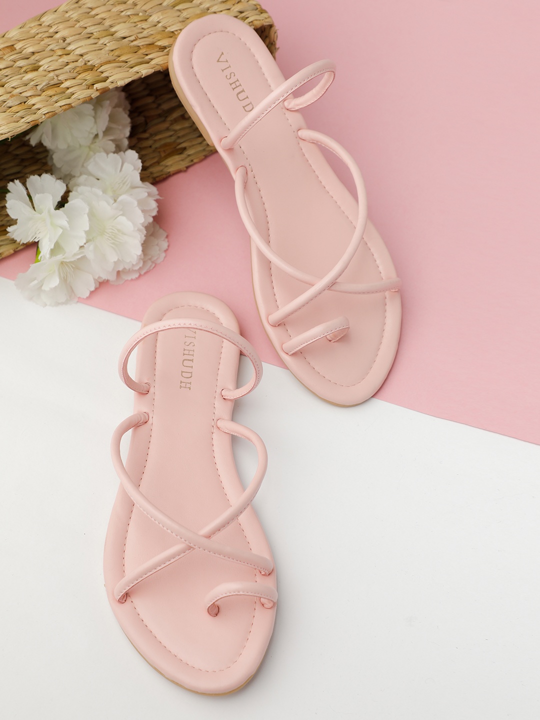 

Vishudh Women Pink Solid One Toe Flats