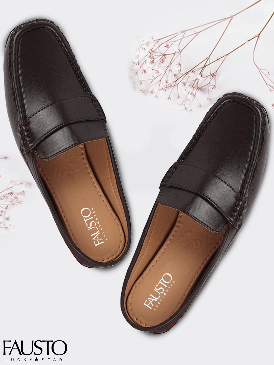 

FAUSTO Women Brown Solid Mules