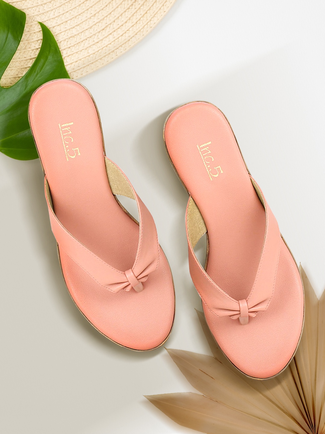

Inc 5 Women Peach-Coloured Solid Sandals