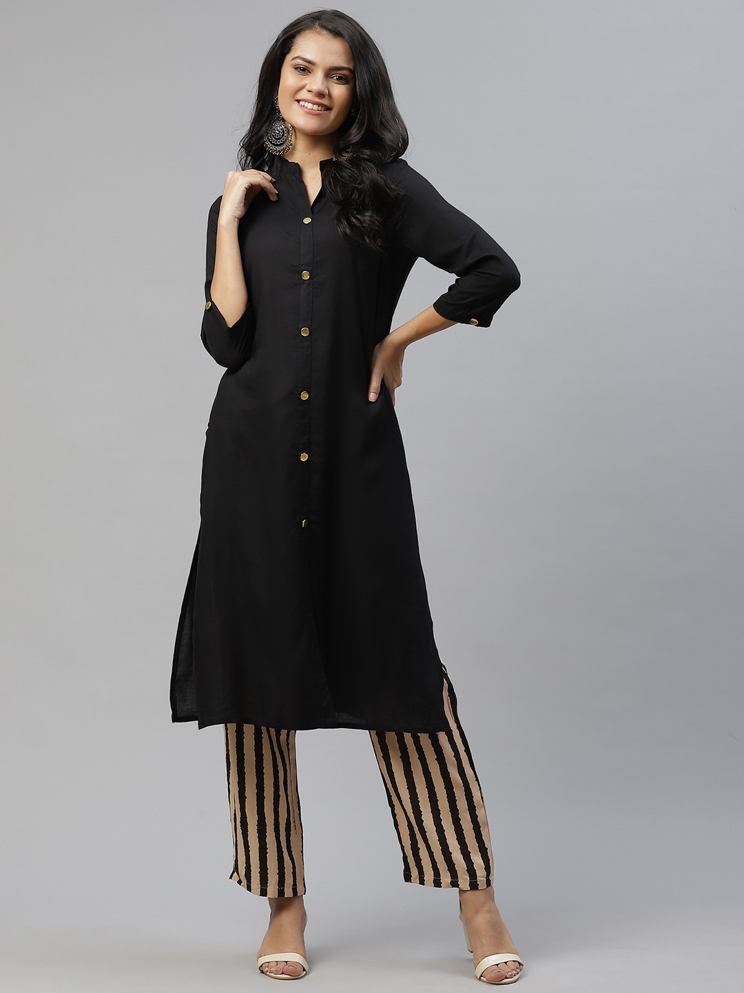 

HERE&NOW Women Black Kurta with Palazzos