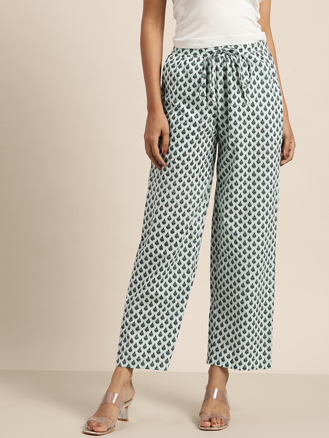 

Moda Rapido Women Blue & Black Pure Cotton Ethnic Motifs Printed Palazzos