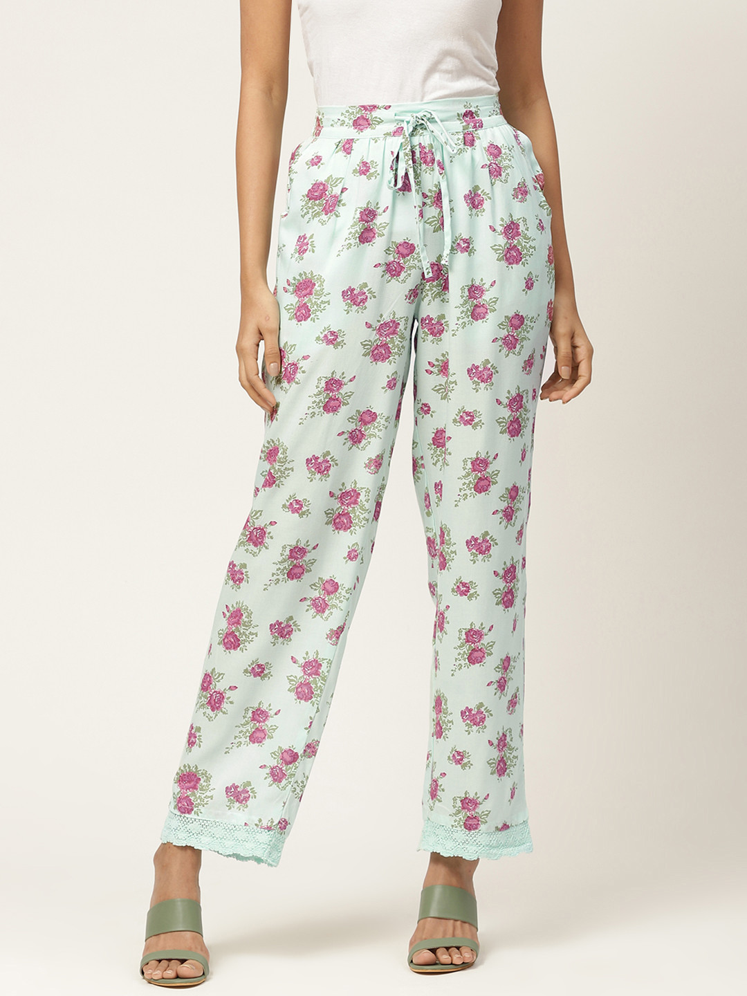 

Moda Rapido Women Blue & Maroon Floral Printed Palazzos